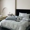 Clássico estilo europeu, todo em algodão, tingido no fio, conjunto de quarto de quatro peças, com padrão jacquard vintage, capa de edredom 100% algodão, amigável à pele, e roupa de cama para todas as estações.
