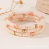 Set de pulseras de arcilla suave coloridas apilables de 6 mm elástico color Morandi bloques de color bohemio pieza metálica