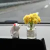Adornos Creativos para Coche, Lindo Conejo Flor Perfumada para Coche, Mesa de Control Central de Pantalla, Decoración Interior de Coche, Objetos Divertidos, Diosa Popular de Internet
