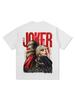 Cross-border American Retro Joker Impresso Camiseta de manga curta Solto All-match Algodão Pesado Gola redonda Moletom com capuz