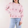Nuevo suéter de punto con estampado de corazón y cuentas para uñas, moda coreana para mujer, estilo europeo y americano, Amazon transfronterizo, otoño e invierno 2024