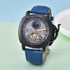 Dropshipping Forsining Esqueleto Completo Correa de Cuero Genuino Impermeable Reloj Mecánico Automático para Hombre Reloj para Hombre