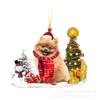 Nuevo producto transfronterizo: colgante navideño de perro y muñeco de nieve, regalo navideño, adornos colgantes planos de acrílico para coche.