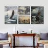 Venta al por mayor de pinturas colgantes con paisaje oceánico para sala de estar y dormitorio, Amazon, nuevas pinturas al óleo vintage, viento, mar, navegación, pintura decorativa.