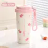 Vaso de agua de acero inoxidable 304 colaboración Miffy, diseño elegante para mujeres, adecuado para estudiantes y uso en la oficina, vaso de toma directa, taza de café, vaso portátil para viajes