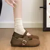 Zapatos Birkenstock de retazos de gamuza retro para mujer, nuevo modelo de otoño 2026, mocasines Mary Jane de una tira con suela blanda