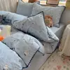 Lindo Juego de Cama de Gasa Esponjosa Cuatro Piezas Borde de Concha Clase A Funda Nórdica Juego de Tres Piezas para Dormitorio Nantong 4