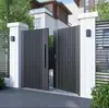 Puerta Artística Vertical de Aluminio Minimalista Moderna, Puerta Doble para Patio de Villa, Puerta de Reja de Aleación de Aluminio para Valla de Casa Autoconstruida