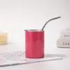 Copo de Vinho Pequeno Reto Alto de Camada Dupla 3oz Transfronteiriço Copo Térmico de Aço Inoxidável com Canudo Copo para Carro Caneca para Exterior