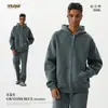 Conjunto unisex de sudadera con capucha y pantalones de chándal, forrado de forro polar, grueso, para otoño e invierno, marca de tendencia estilo americano, adecuado para adolescentes, con cremallera