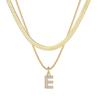 Collar de Cadena Hueso de Serpiente de Doble Capa con Letras de 26 Letras Europeas y Americanas para Mujer, Colgante de Letra con Circonita de Diamante Completo, Cadena para Clavícula de Lujo Ligero