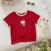 Camiseta de Manga Corta de Verano para Niños 2026 Nueva Camiseta con Estampado de Dibujos Animados para Niñas, Elegante Camisa con Bloques de Color y Cuello Redondo