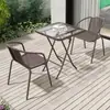 Mesas y Sillas de Exterior para Jardín, Patio, Balcón, Cafetería de Ratán para Ocio, Juego de Sillas de Café Impermeable y a Prueba de Sol