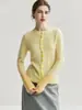 Cardigã de tricô versátil estilo francês com gola redonda, blocos de cor e mangas compridas para mulheres, outono e inverno, único e estiloso para o trabalho, top de corte justo