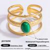 Anillo Transfronterizo Europeo y Americano de Piedra Natural Retro Lujo Ligero Color Duradero Ojo del Diablo Joyería Anillo Abierto de Acero de Titanio Oro 18K
