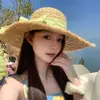 Sombrero de Paja Francés para Mujer 2025 Verano Nuevo Estilo Transpirable Encaje Calado Sombrero de Protección Solar Sombrero de Playa Sombrero de Sol