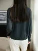 Suéter de tricô feminino estilo francês, 36 pontos, 100% lã pura, com renda, decote V, mangas longas, suéter quente para usar como camada base