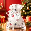 Bolsas de Regalo con Cordón de Halloween y Navidad de Venta Caliente Transfronterizas, Bolsas de Empaque con Cordón Navideño, Decoraciones Navideñas, Bolsas de Aluminio Láser