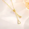Transmissão ao Vivo Venda Quente Colar de Aço Titânio Mulheres Banho de Ouro Real Simples Colar Mulheres Versátil Não Desbota Corrente da Clavícula Joias Atacado