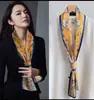 Nuevo Pañuelo Largo de Seda para Mujer en Primavera, Otoño y Verano, Pañuelo de Cuello Estampado, Pequeño Pañuelo Decorativo Moderno y Versátil