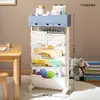 Almacenamiento de estantería de mesa, estante de almacenamiento de libros multicapa con ruedas, carrito estante pequeño, estante de pie para artículos del hogar, montado en la pared