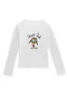 Camiseta blanca de manga larga con cuello en U para mujer, nuevo estilo primavera y otoño, estampado de pato de dibujos animados, corte ajustado, top versátil para mujer