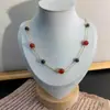 Cadena para Clavícula Estilo Retro Angora Rojo Original Nuevo Collar de Ágata Roja Collar de Lujo Ligero de Alta Gama para Mujer