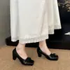 Zapatos de estilo retro sin cordones con punta cuadrada y corte bajo, cómodos para el verano, nuevos y versátiles zapatos Mary Jane con lazo para mujer 2026