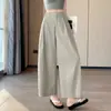 Pantalones de verano cropped de pierna ancha tipo globo hechos de lyocell, tencel y algodón, pantalones casuales finos y holgados para personas petite