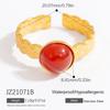 Anillo Abierto Transfronterizo de Acero de Titanio para Mujer Nicho Lujo Ligero Anillo de Piedra Natural Joyería Estilo INS de Acero Inoxidable Oro 18K