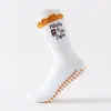 Calcetines de Media Pantorrilla para Mujer para Deportes Yoga con Encaje Bordado, Calcetines Deportivos Profesionales Antideslizantes para Entrenamiento Pilates Fitness