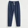 Pantalones de Lino de Verano para Hombre Pantalones para Hombre Pantalones Casuales para Hombre Delgados Sueltos de 9 puntos 8 puntos Algodón y Lino Pantalones de Moda para Hombre