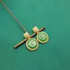 Pendientes de Segunda Mano de Qingdao Nuevo Diseño Chinoiserie Hebilla de Seguridad Verde Pendientes Elegantes Pendientes de Mujer de Gama Alta Plata 925