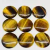 Fornecimento de fábrica 20MM Pedra Olho de Tigre Natural superfície de anel plano redondo acessórios para joias DIY patch de gravação embutido lote