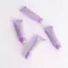 Botella dispensadora de tubo suave morado, base de maquillaje portátil tamaño viaje, crema protectora, tubo cosmético suave dispensador de muestras de loción