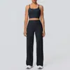 Conjunto Esportivo para Mulheres - Sutiã Esportivo Cross-Border à Prova de Choque, Calça Wide-Leg de Cintura Alta com Sensação de Segunda Pele para Yoga, Corrida e Fitness