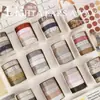Conjunto de Fitas Washi Estilo Retrô Combinação Fita Xadrez para Diário de Mão Fita Floral Pequena para Diário de Mão Adesivos de Material Decorativo