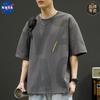 Camiseta de Verão de Manga Curta da Marca NASA Masculina Fina Seda de Gelo Tamanho Grande Gordo Manga Meia-manga Gordo Bonito Estampado Casual