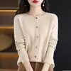 Cárdigan de Lana con Patrón de Osmanthus Transfronterizo para Mujer, Suéter de Punto Ajustado para Otoño e Invierno, Top Redondo Sin Costuras, Moderno