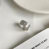 Plata de Ley S925 Estilo Japonés y Coreano Simple Cara Ancha Irregular Papel de Estaño Corrugado Anillo Abierto Anillo Dedo Índice Tendencia Celebridad de Internet