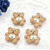 Desenhos animados bege leite cor do chá urso superfície brilhante diy creme cola caso telefone hairpin buraco sapatos acessórios resina