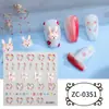 Zhengxiang Cyber Celebrity INS Pegatina de Uñas con Relieve 5D Pegamento Suave Amor Año Nuevo Pegatina para Uñas DIY Conejo de Cristal Año Pegatina para Uñas