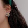 Pendientes de flores nuevos de primavera y verano, ligeros, de lujo, con diamantes de imitación y circonitas asimétricas, pendientes femeninos de temperamento dulce.