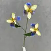 Nova flor de íris artificial com 3 cabeças, adequada para decoração de casa, exibição na sala de estar, adereços de fotografia de casamento e arranjos florais