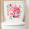 Xino Ph-Qt904 Rosa Acuarela Rosa Rosa Papel Higiénico Autoadhesivo Extraíble Cubierta para Asiento de Inodoro Pegatina Decorativa