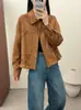 Chaqueta Corta Retro con Solapa para Mujer 2026 Otoño Nueva Elegante Versátil Adelgazante Dobladillo Elástico Chaqueta Top Tendencia