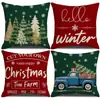 Capas de almofada de Natal outono e inverno transfronteiriças, capas de almofada de sofá, almofadas decorativas de linho estampadas, atmosfera de Natal no atacado