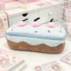 Estojo de Lápis de Bolo de Cereja de Pelúcia Fofo para Meninas Bolsa de Maquiagem Ins Nicho Bolsa de Material Escolar de Alto Valor para Estudantes