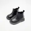 Botas Martin forradas de polar para niños, colección otoño/invierno 2026, botines de suela blanda estilo británico para niños, botas de cuero cálidas y engrosadas para niñas