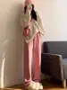 Pantalones de maternidad de pana para otoño e invierno, pierna ancha, con soporte de cintura alta, no restrictivos, forro polar, cálidos, con caída, de largo hasta el suelo